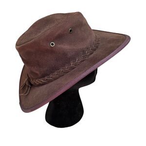 Barmah Foldaway Cattle Suede Hat Safari 1061 Waterproof Braid Leather Australia